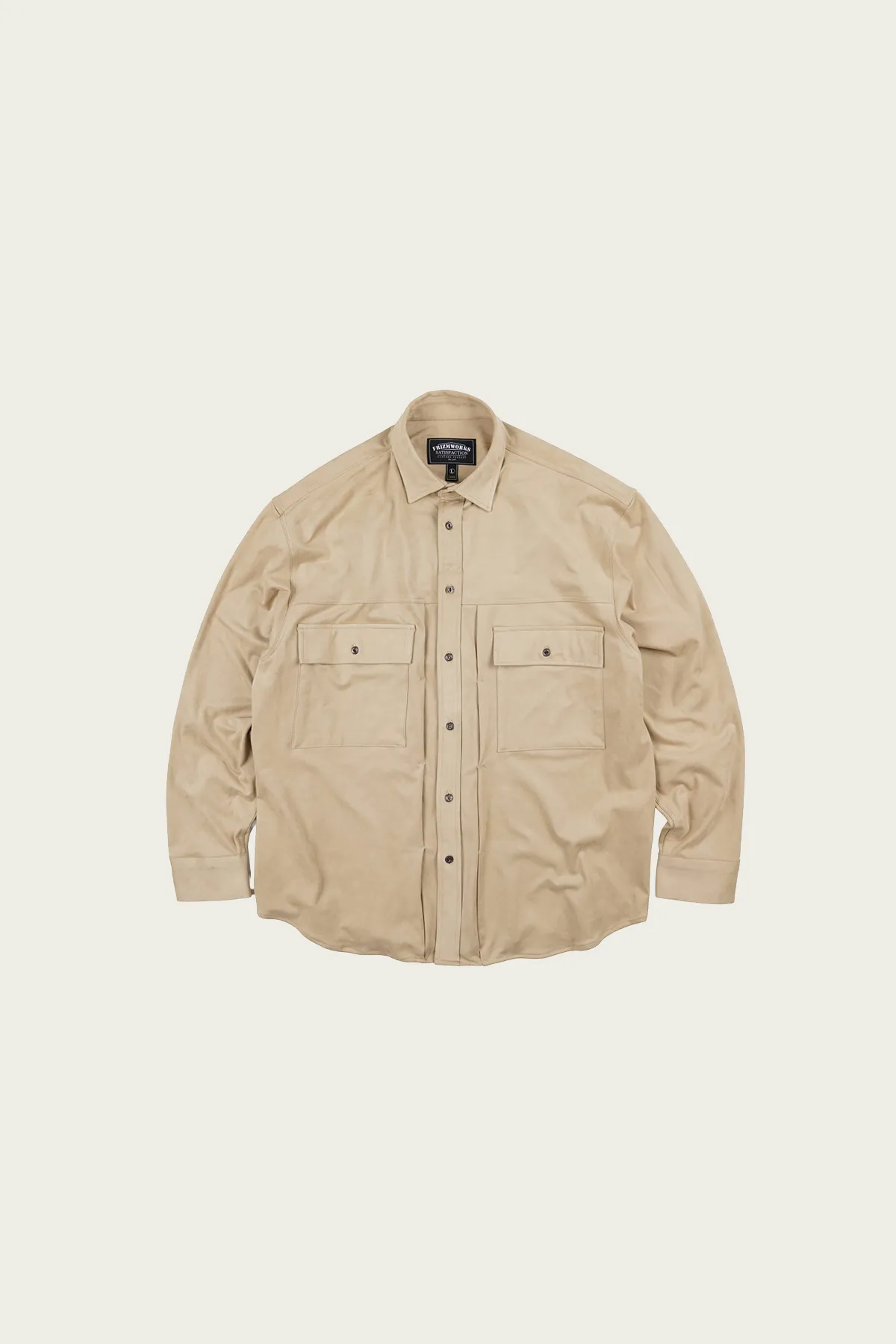 Suede Trucker Relaxed Shirt - Sand sold by Canoe Club