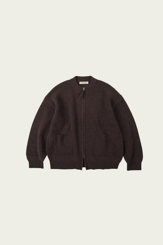 Wool Deck Zipup Cardigan - Choco Brown made by FrizmWORKS