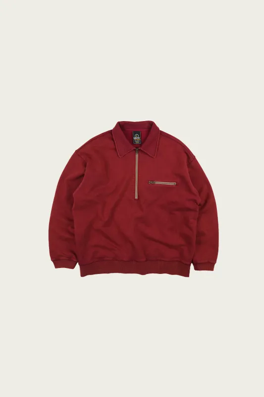 Vintage Dyeing Half-Zip Sweat - Vintage Red made by FrizmWORKS