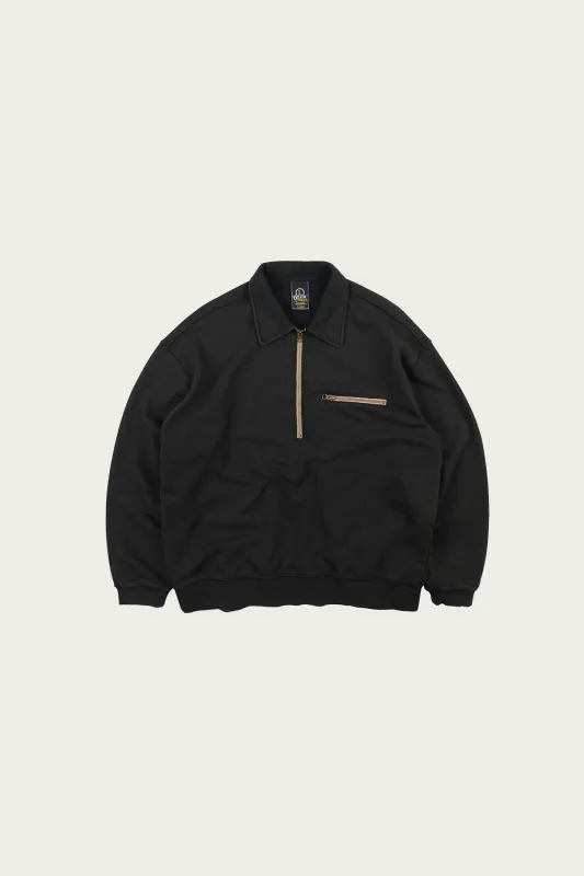 Vintage Dyeing Half-Zip Sweat - Vintage Black made by FrizmWORKS