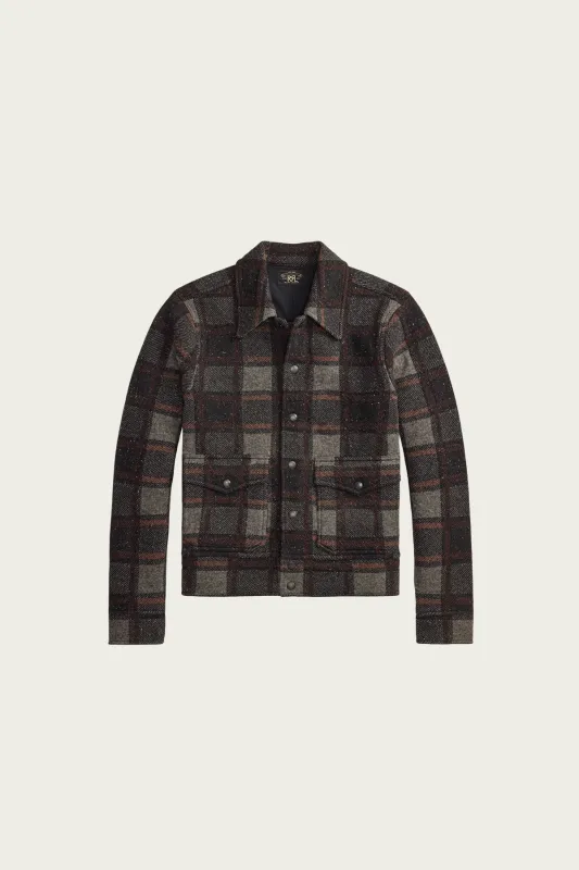 Plaid Wool Cardigan - Grey Multi made by RRL