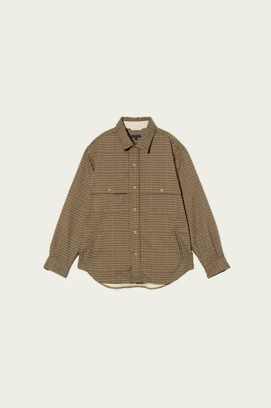 Stag Shirt Jacket - Brown Polyester Gunclub Check made by Engineered Garments