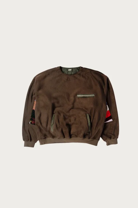Quilt Fleece Pullover - Khaki made by EYE/KHOKI