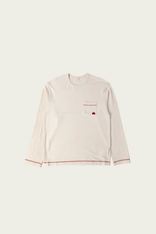 Hand-Embroidered Longsleeve T-Shirt - Oatmeal made by EYE/KHOKI