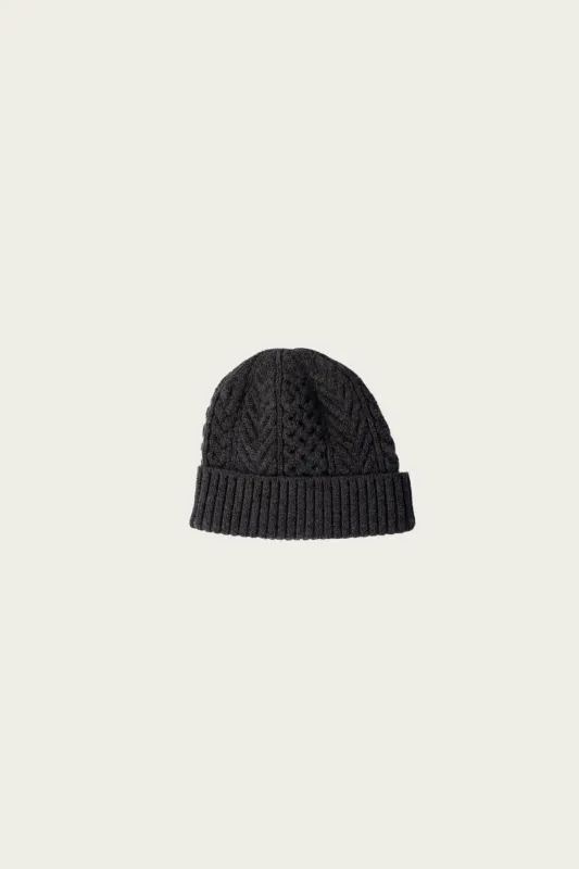 Classic Aran Beanie Crafted In Japan - Charcoal Gray made by orSlow