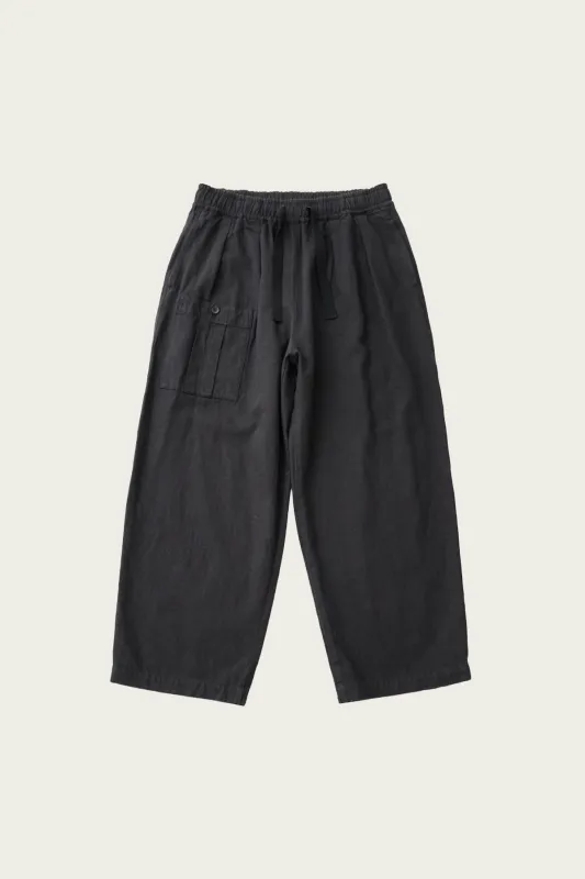 Silk Linen Cotton Nep Easy Work Trouser - Black made by Confect by Nestrobe