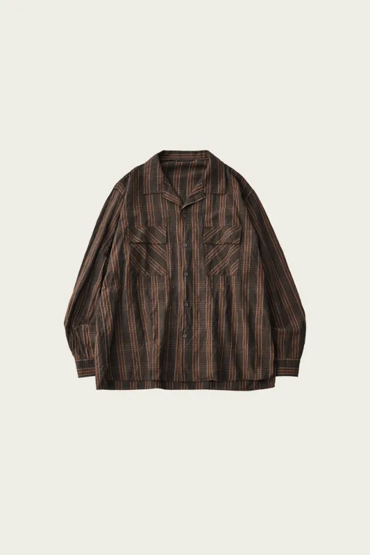 Silk Linen Nep Check Open Collar Shirt - Check made by Confect by Nestrobe