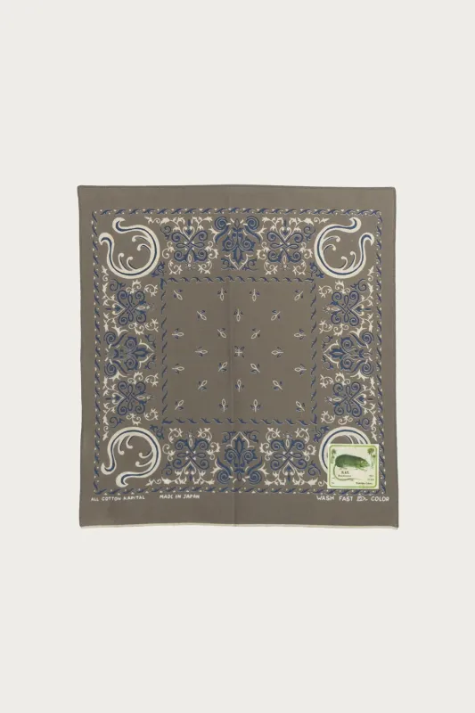Fastcolor Selvedge Bandanna (Antler NAJA) 15x15 - Khaki made by Kapital