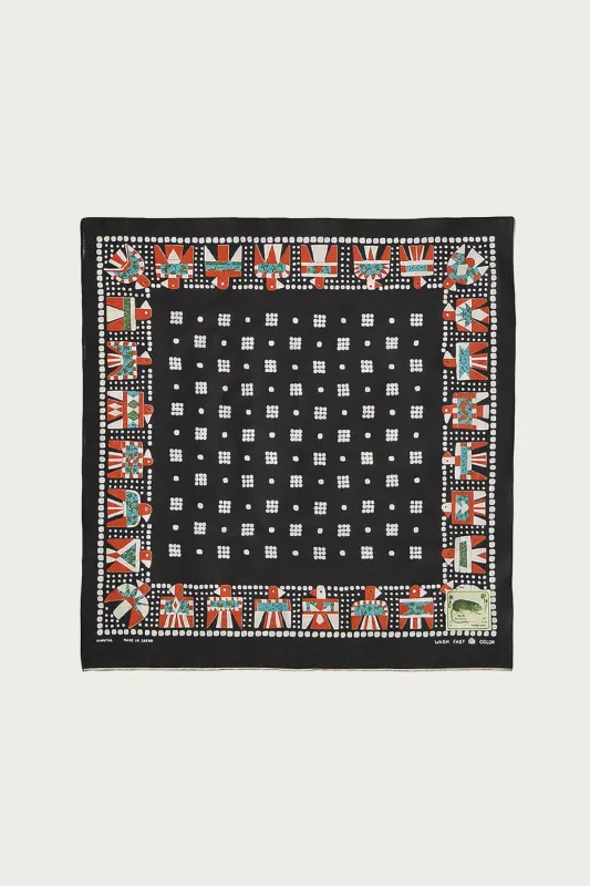 Fastcolor Selvedge Bandanna (Thunderbird) - Black made by Kapital