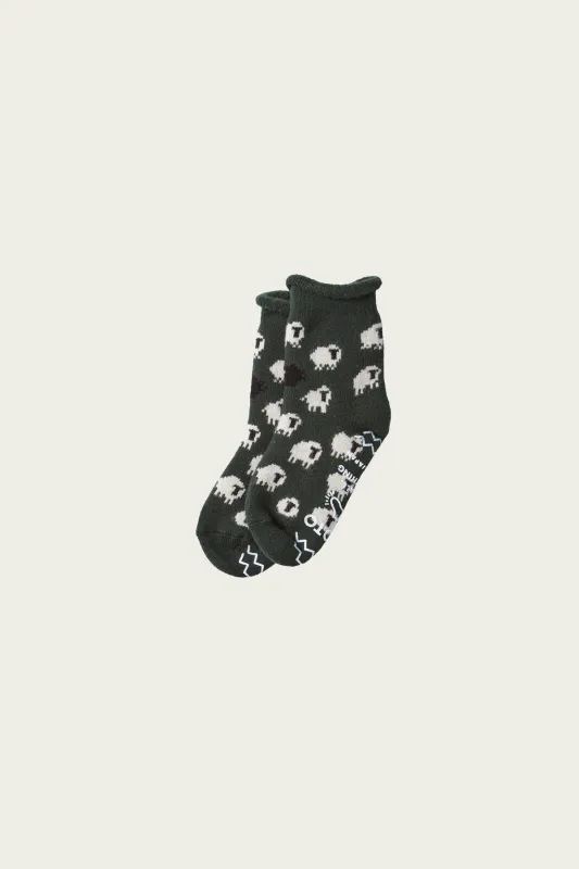Pile Room Socks "Sheep" - Dark Green made by ROTOTO