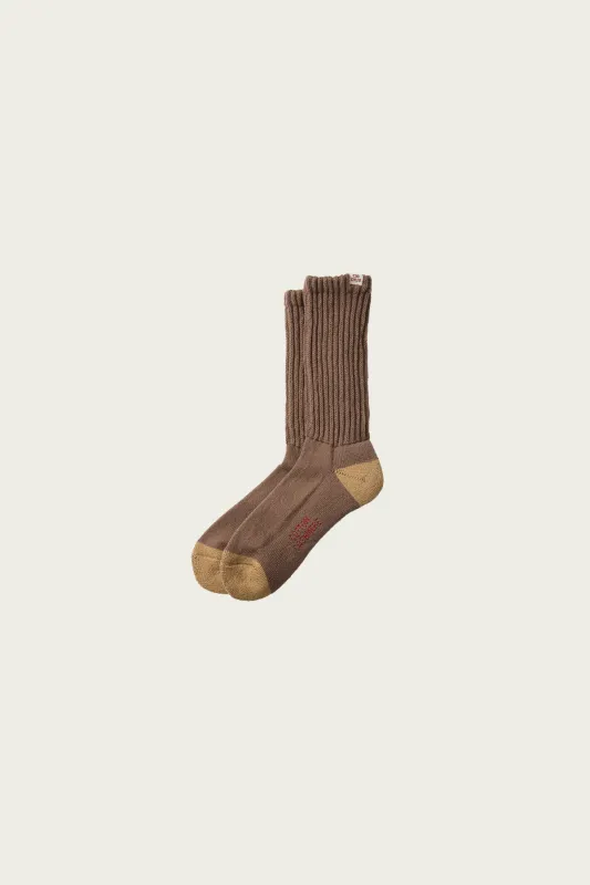 Everyday Cashmere Loose Pile Crew Socks - Taupe / Khaki made by ROTOTO