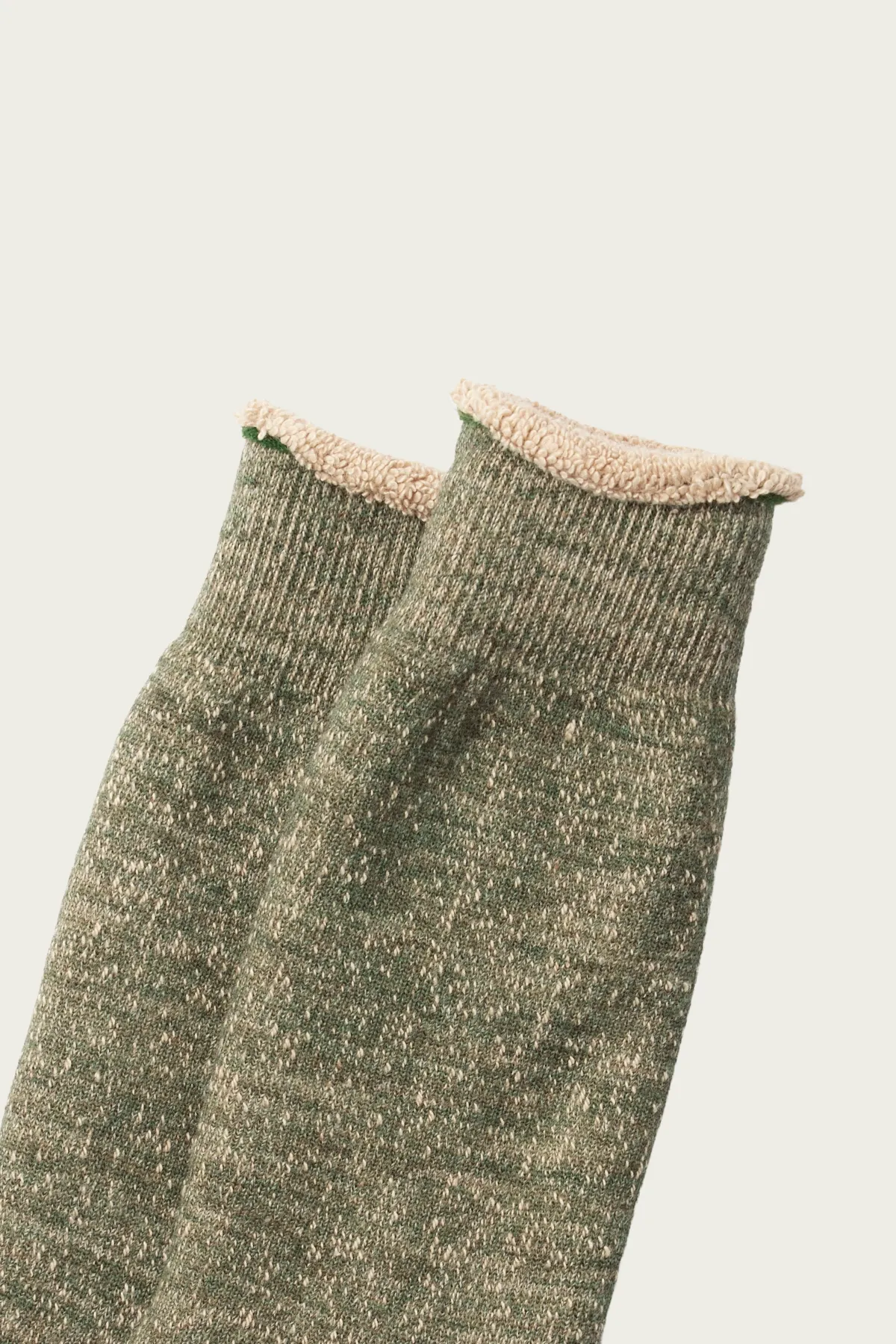 Double Face Crew Socks "Merinowool & Brown OG" - Green / Brown sold by Canoe Club product image thumbnail 2