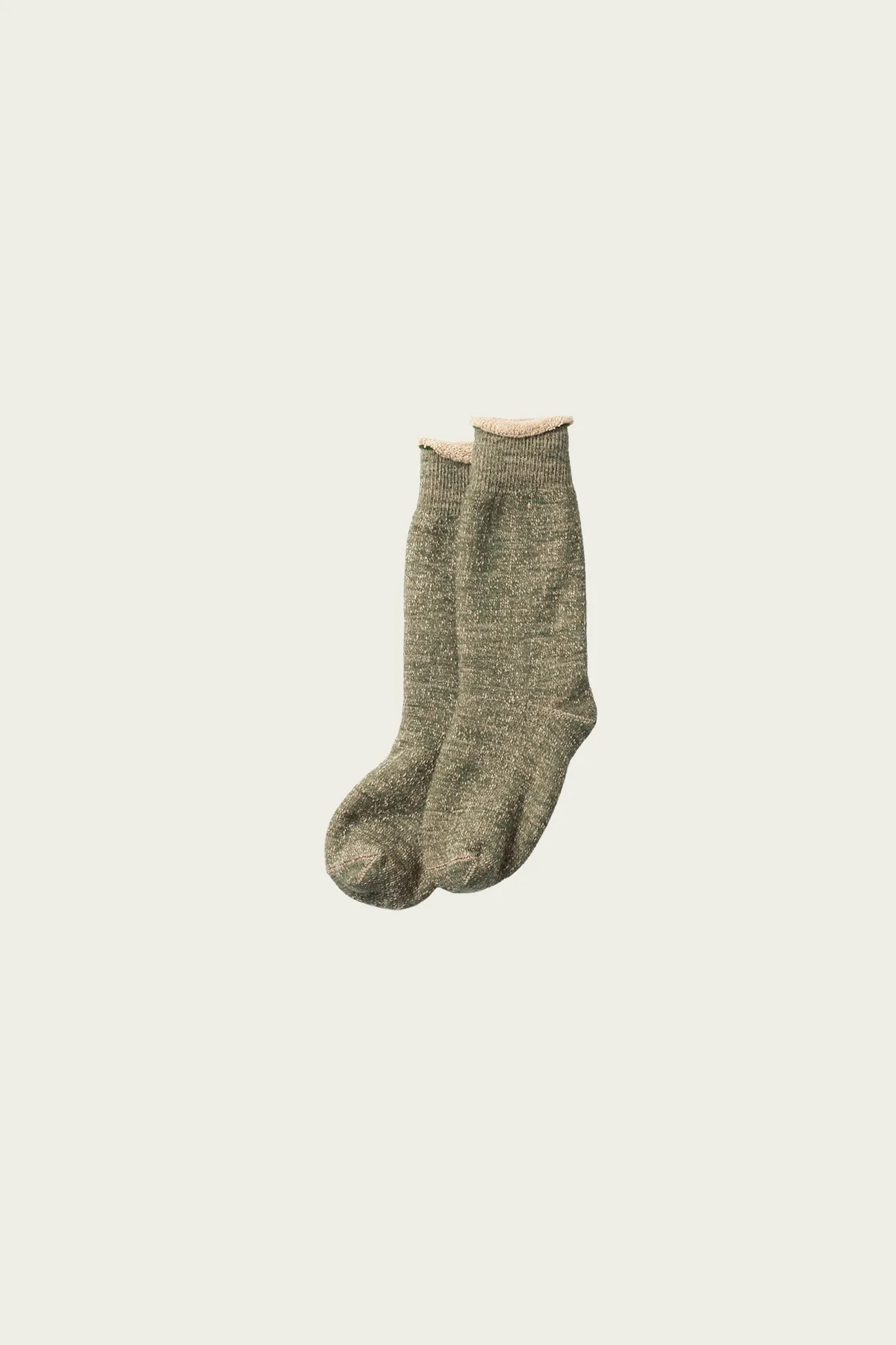 Double Face Crew Socks "Merinowool & Brown OG" - Green / Brown sold by Canoe Club