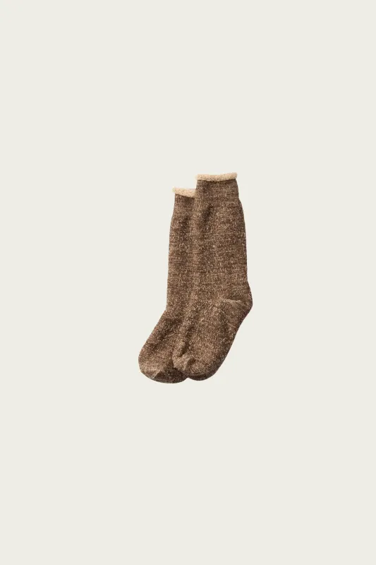 Double Face Crew Socks "Merinowool & Brown OG" - Dark Brown / Brown made by ROTOTO