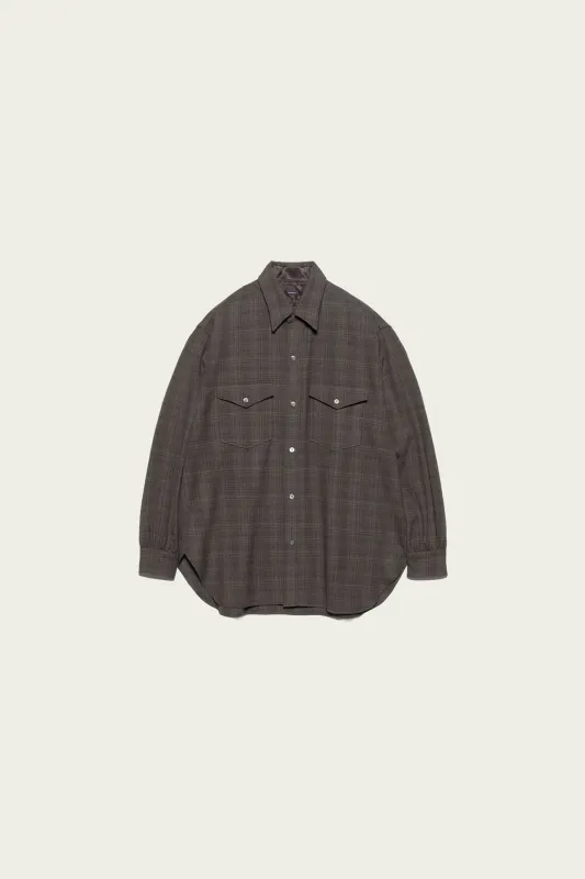 Regular Collar Wool Plaid Shirt - Charcoal made by Nanamica