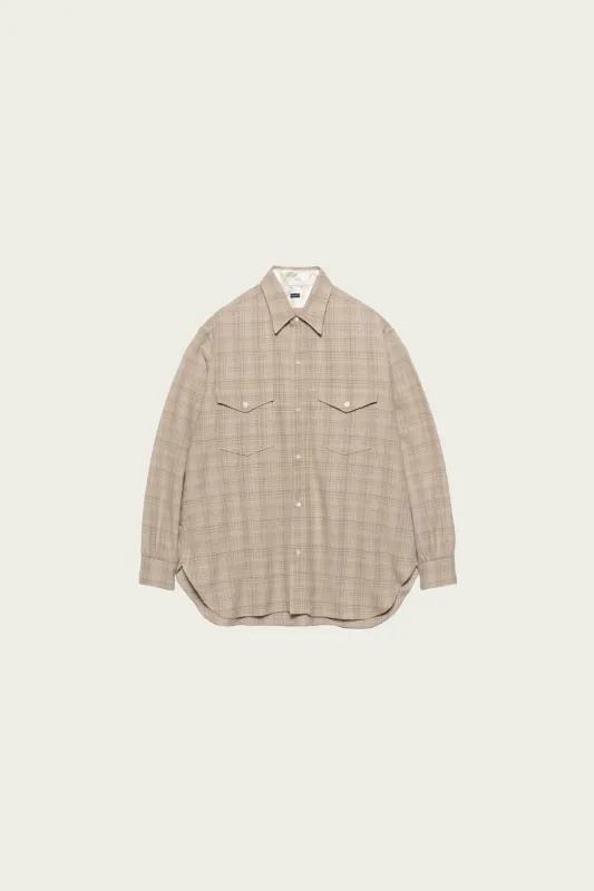 Regular Collar Wool Plaid Shirt - Beige made by Nanamica
