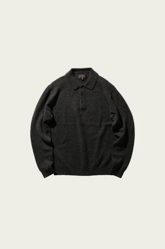 Knit Polo 9G - Charcoal made by BEAMS PLUS