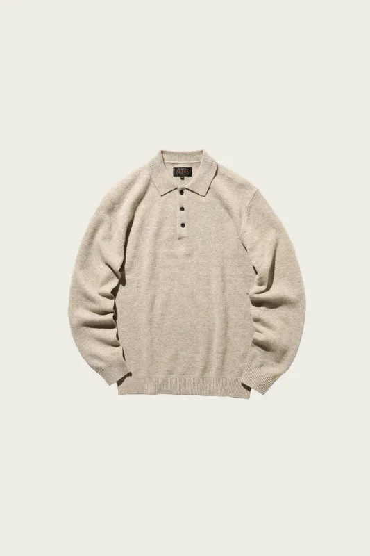 Knit Polo 9G - Beige made by BEAMS PLUS