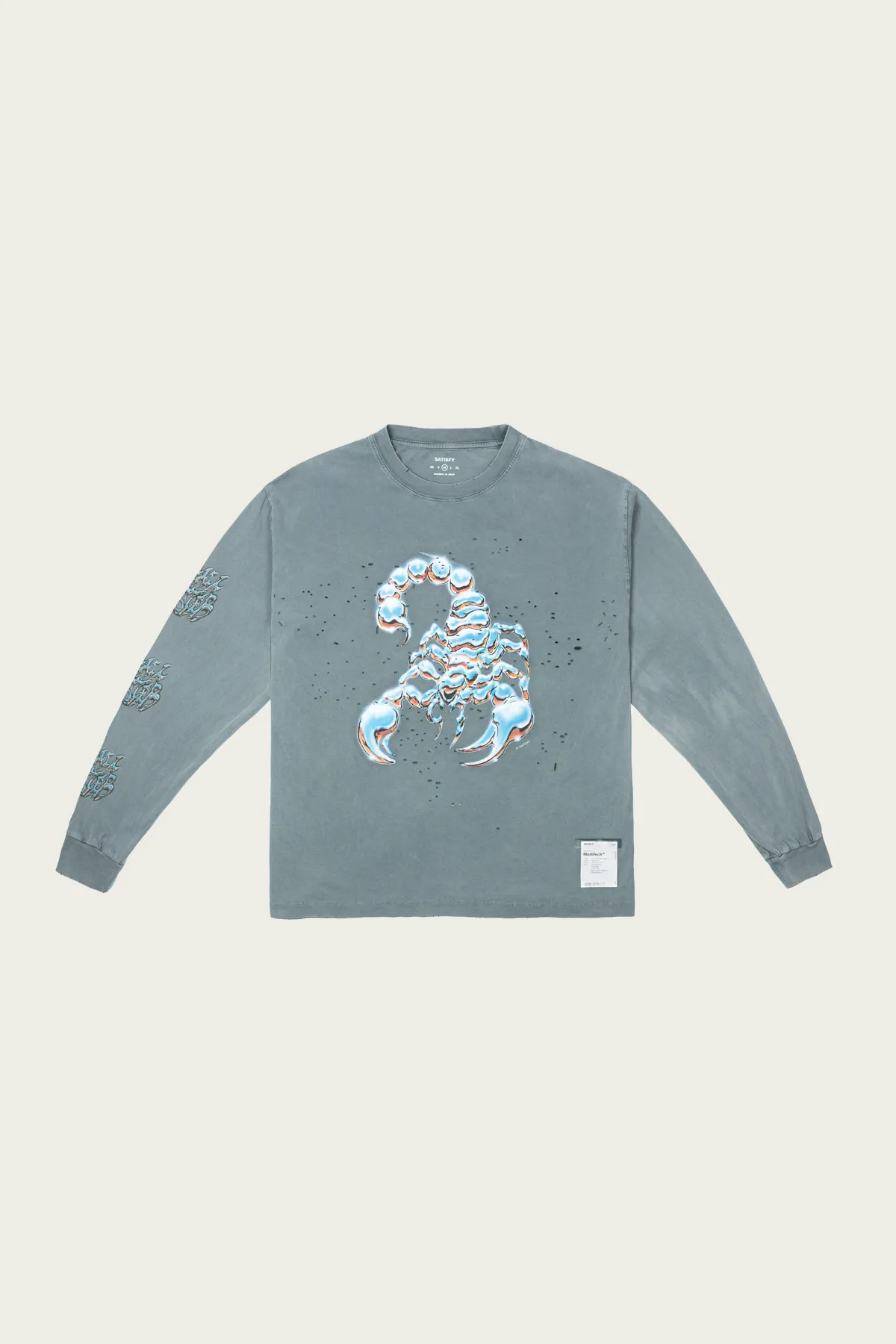 MothTech Long Tee - Faded Black ScorpSleeve sold by Canoe Club