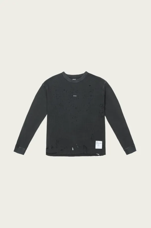 MothTech Waffle Long Tee - Aged Black made by Satisfy Running