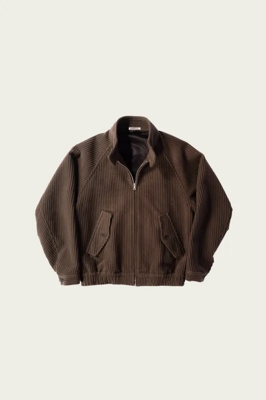 Wool Cashmere Corduroy Zip Blouson - Smoky Brown made by Auralee