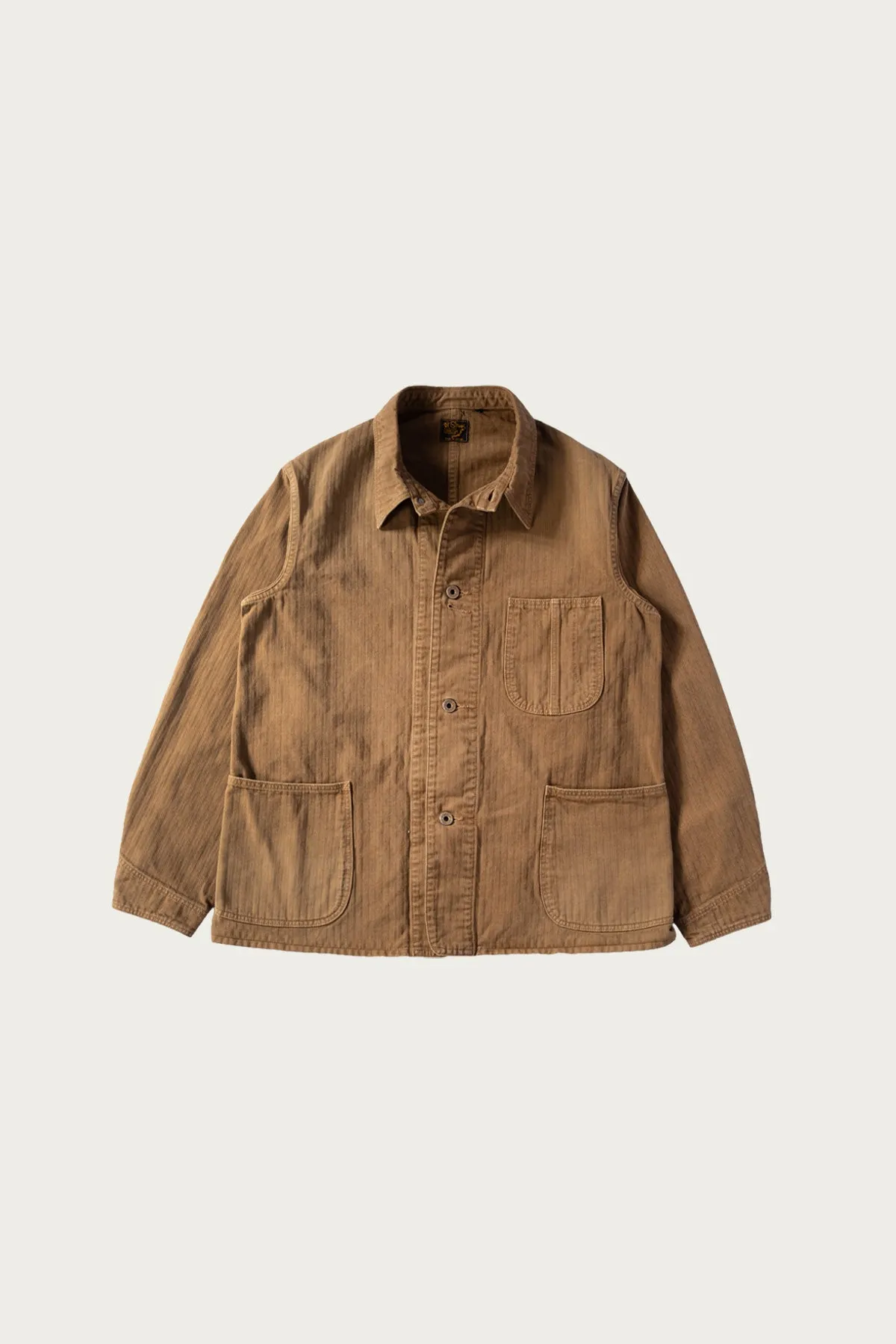 orSlow x Canoe Club 40's Coverall Jacket - Walnut Brown Herringbone Twill sold by Canoe Club