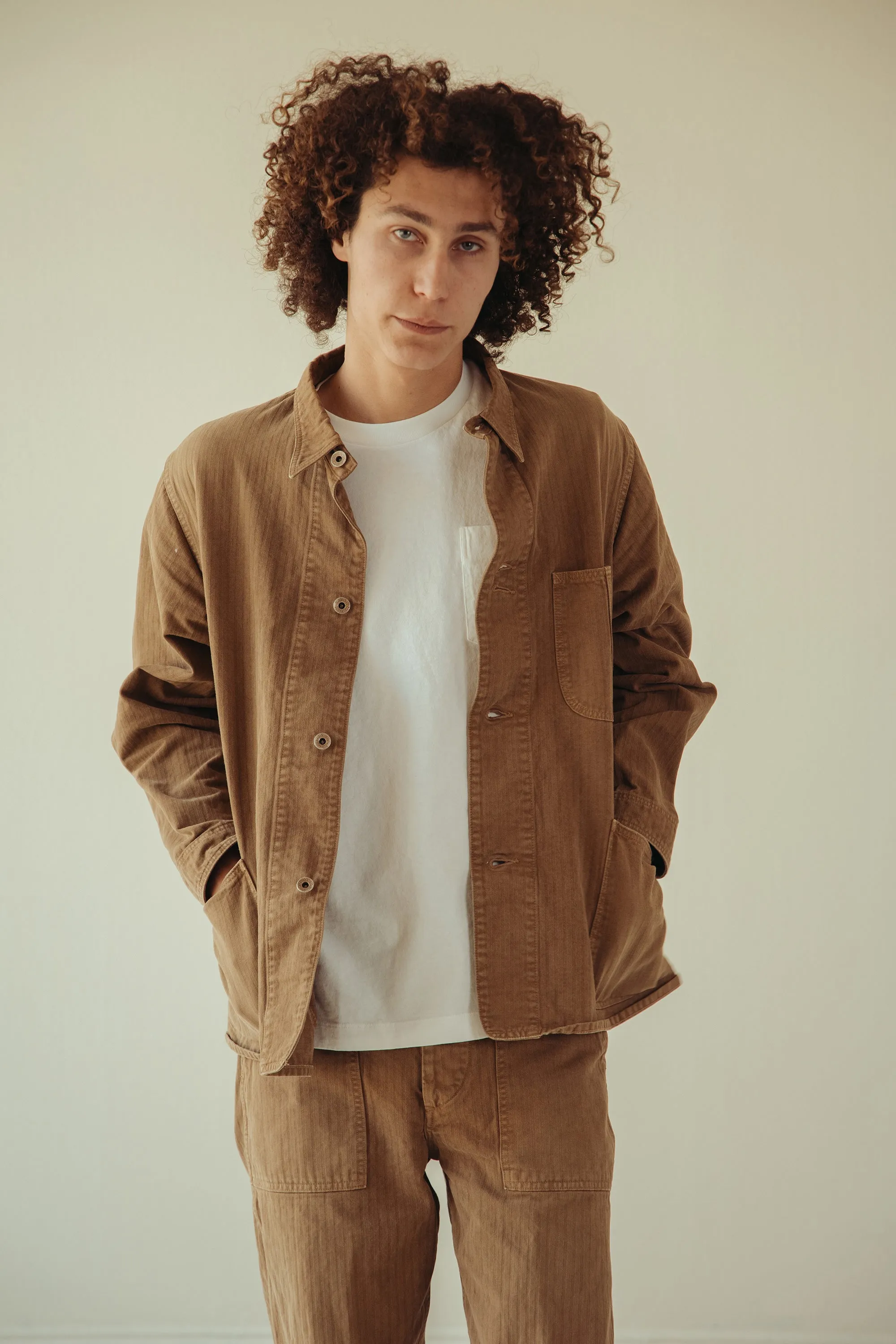 orSlow x Canoe Club 40's Coverall Jacket - Walnut Brown Herringbone Twill sold by Canoe Club product image thumbnail 2