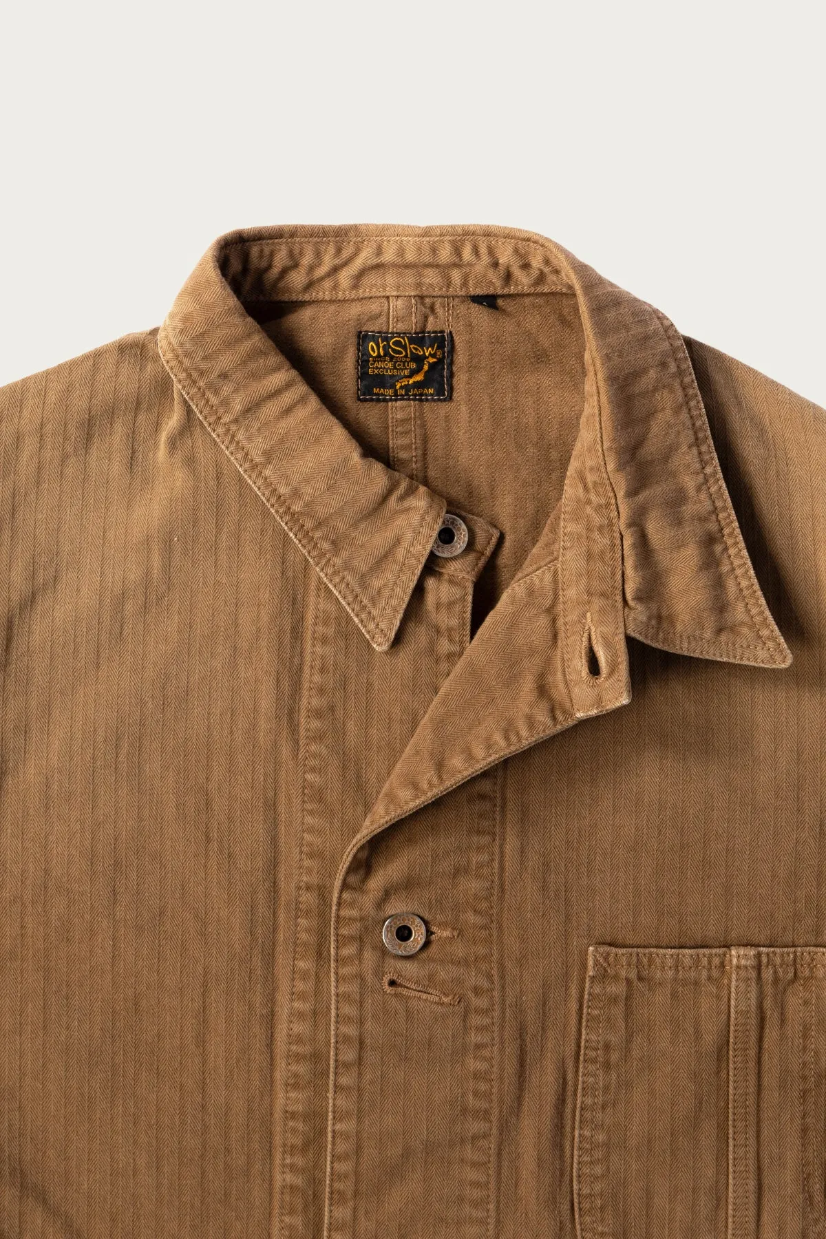 orSlow x Canoe Club 40's Coverall Jacket - Walnut Brown Herringbone Twill sold by Canoe Club product image thumbnail 5