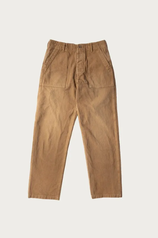 orSlow x Canoe Club Regular Fit Fatigue Pants - Walnut Brown Herringbone Twill sold by Canoe Club