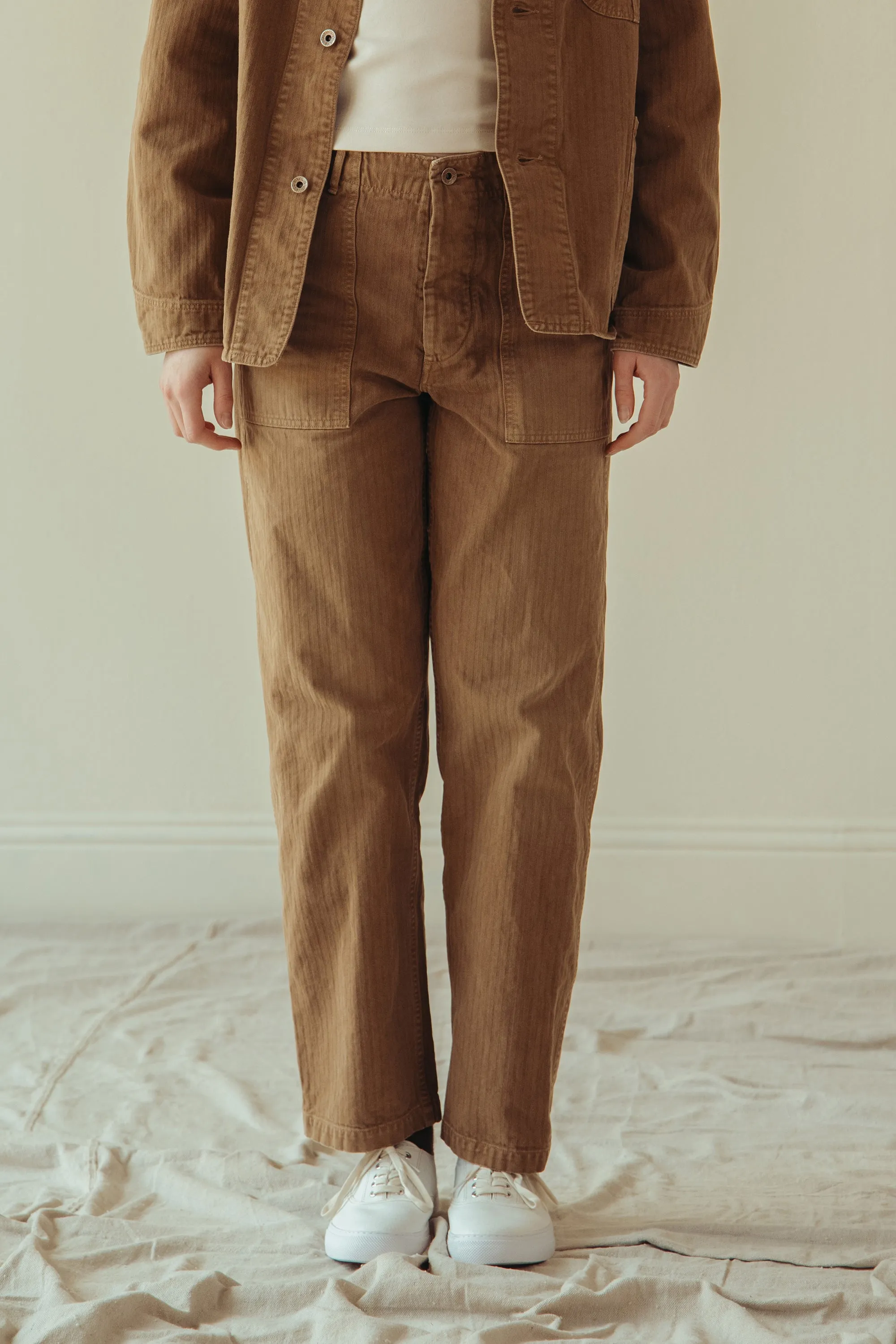 orSlow x Canoe Club Regular Fit Fatigue Pants - Walnut Brown Herringbone Twill sold by Canoe Club product image thumbnail 2