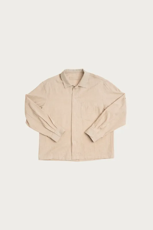 Workshop Shirt - Natural Grid Cotton Linen Gingham made by James Coward
