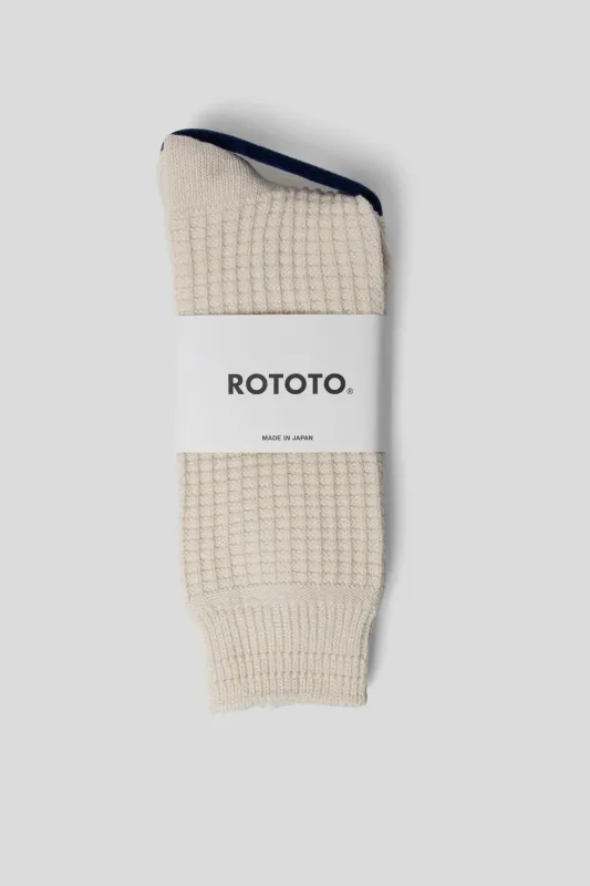 Cotton Waffle Crew Socks - Raw White sold by Wallace Mercantile