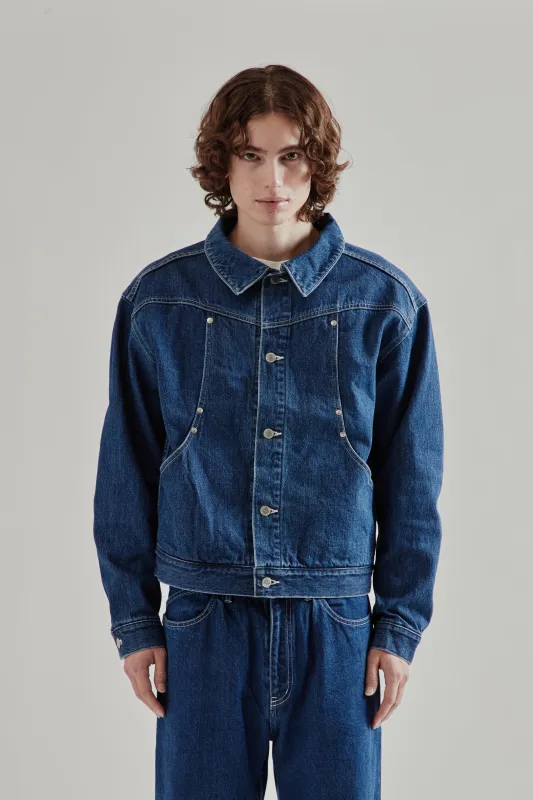 Carb Pocket Washed Denim Jacket - Washed Indigo sold by Wallace Mercantile