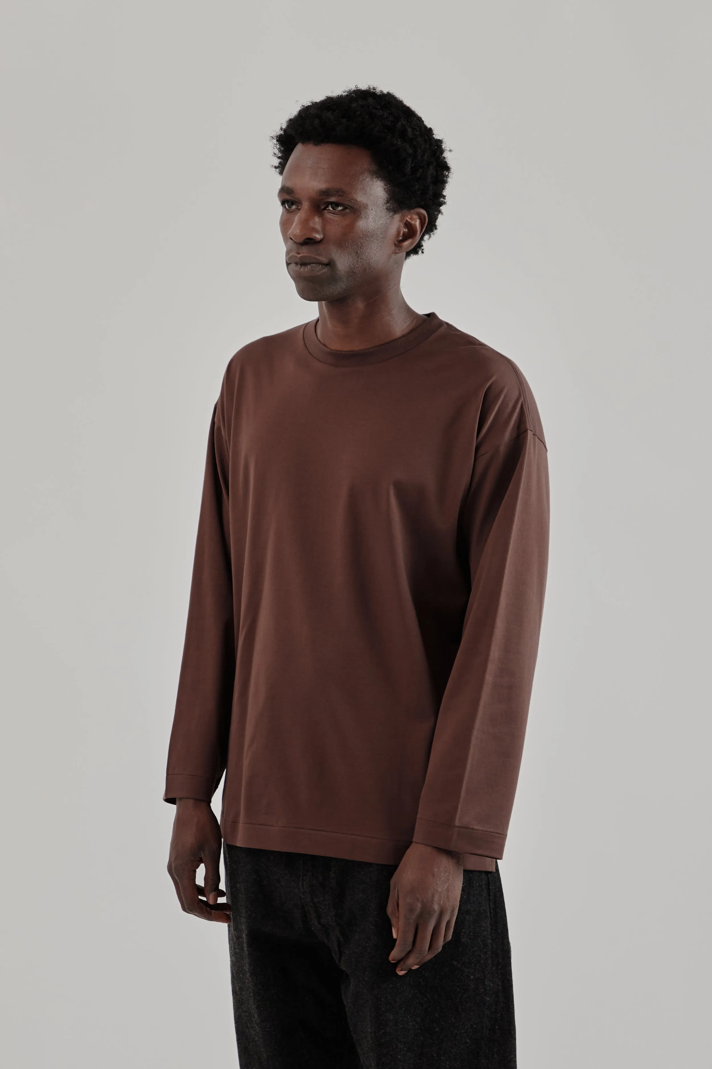 Suvin Cotton Suede Tenjiku Long Sleeve Tee - Brown sold by Wallace Mercantile product image thumbnail 4