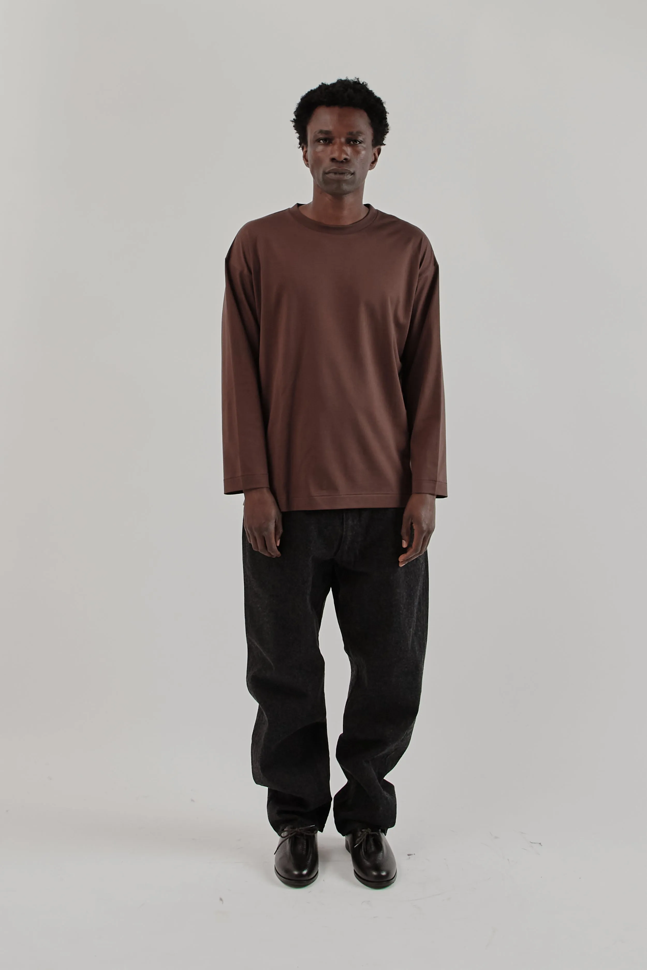 Suvin Cotton Suede Tenjiku Long Sleeve Tee - Brown sold by Wallace Mercantile product image thumbnail 3