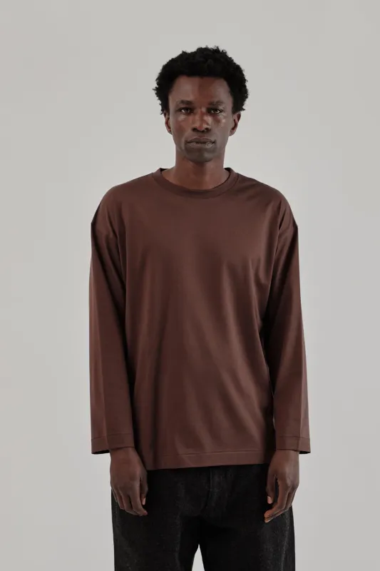 Suvin Cotton Suede Tenjiku Long Sleeve Tee - Brown made by Kaptain Sunshine
