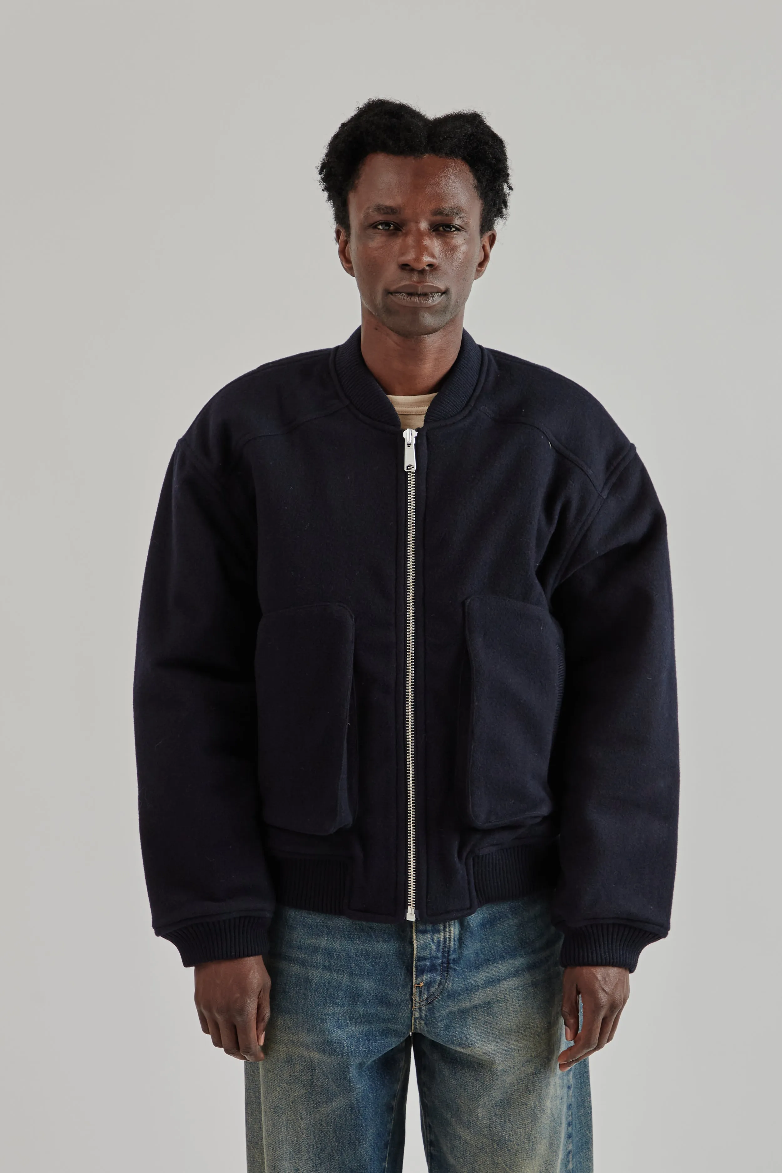 Wool Bomber - Navy sold by Wallace Mercantile