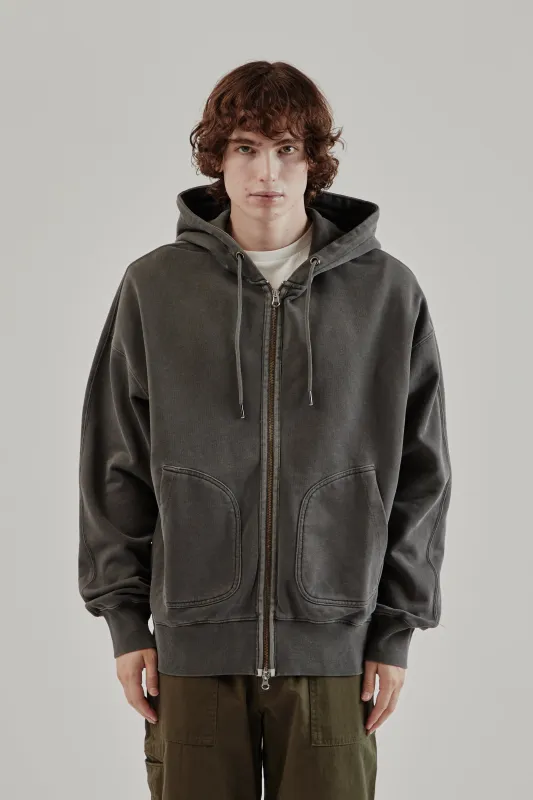 OG Pigment Dyeing Hood Zipup Parka - Charcoal sold by Wallace Mercantile