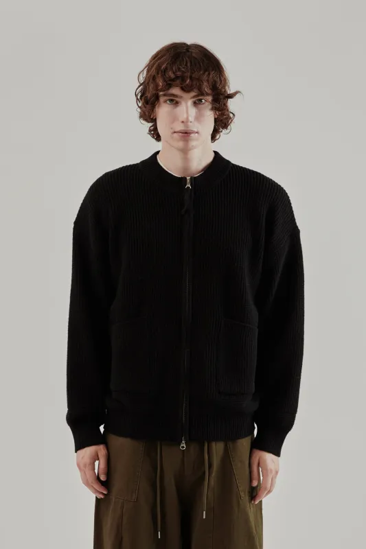 Wool Deck Zip-up Cardigan - Black sold by Wallace Mercantile