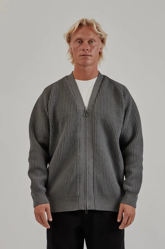 5G Zip Cardigan - Heather Gray made by Nanamica