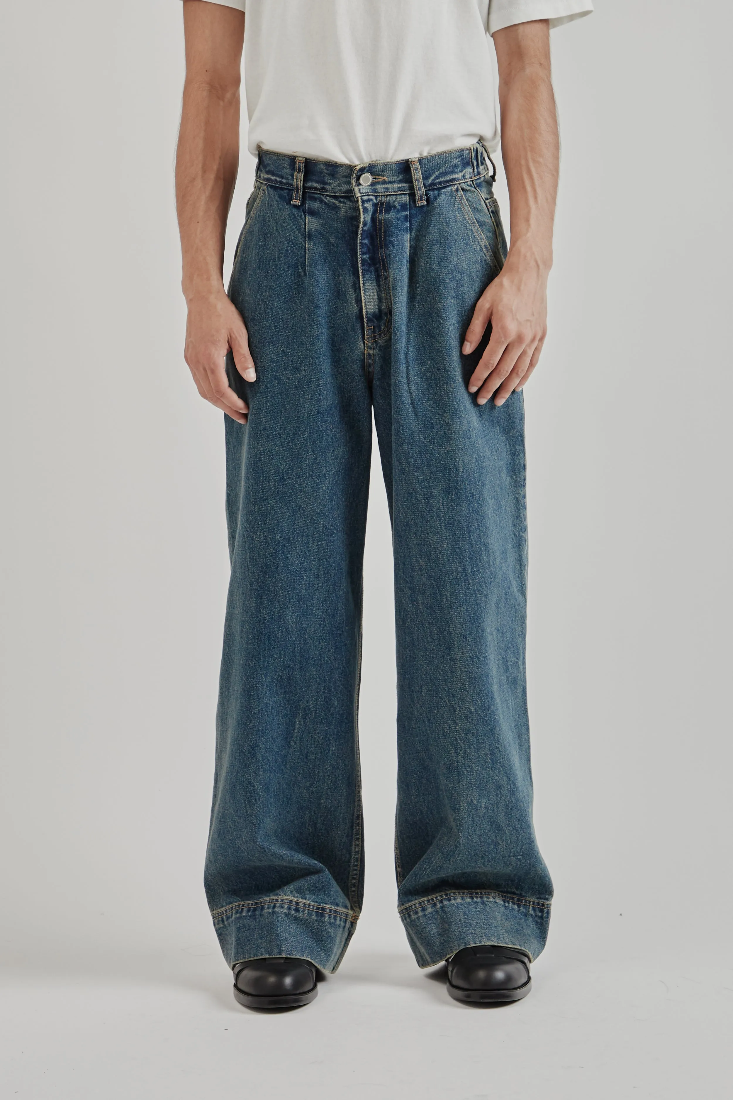 Big Hem Denim Jeans - Blue Wash sold by Wallace Mercantile