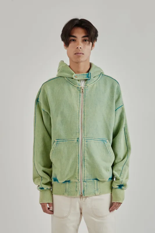 Vintage Dyeing Hood Zip Up Parka - Turquoise sold by Wallace Mercantile