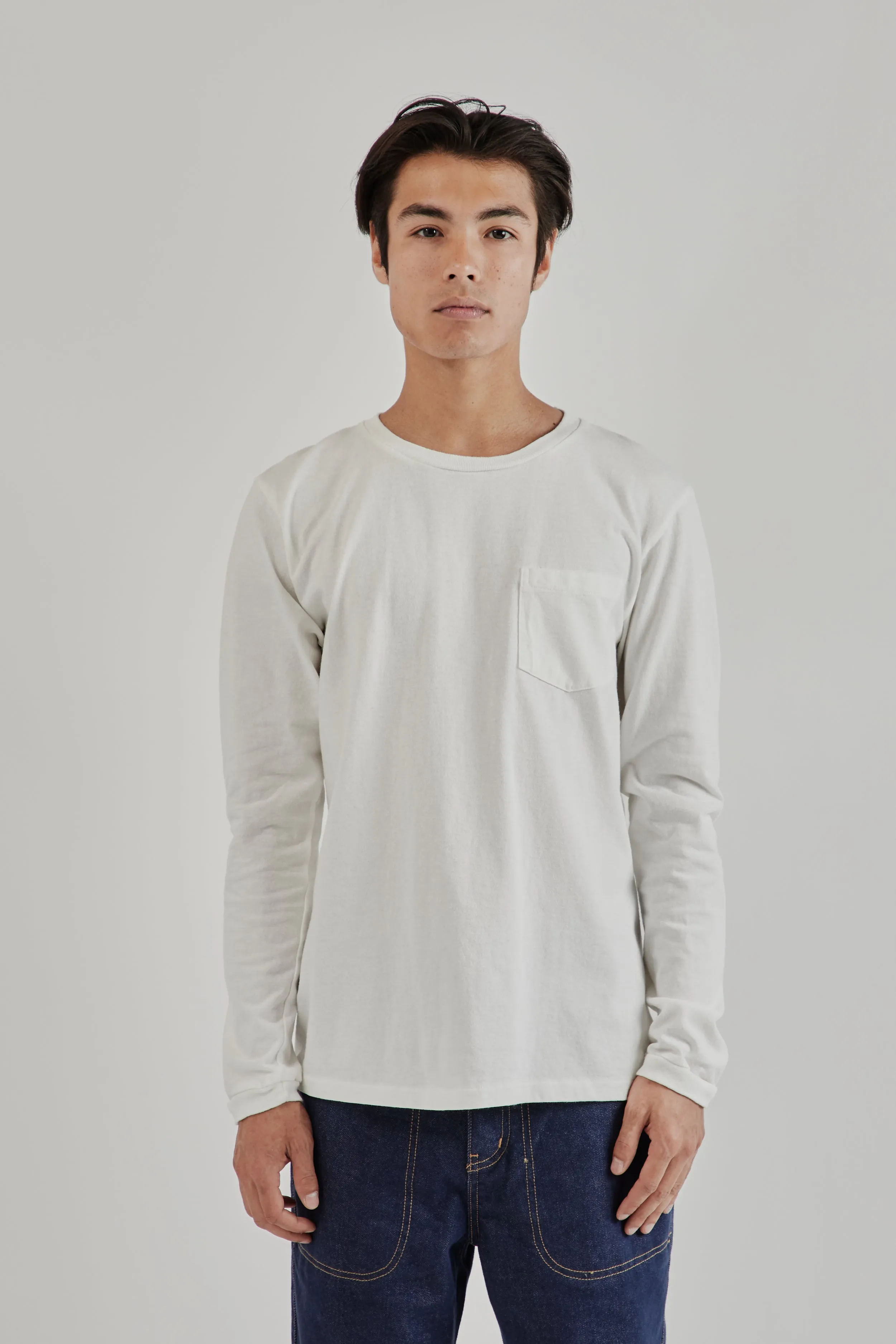 Tubular Crewneck Long Sleeve Pocket Tee - White sold by Wallace Mercantile