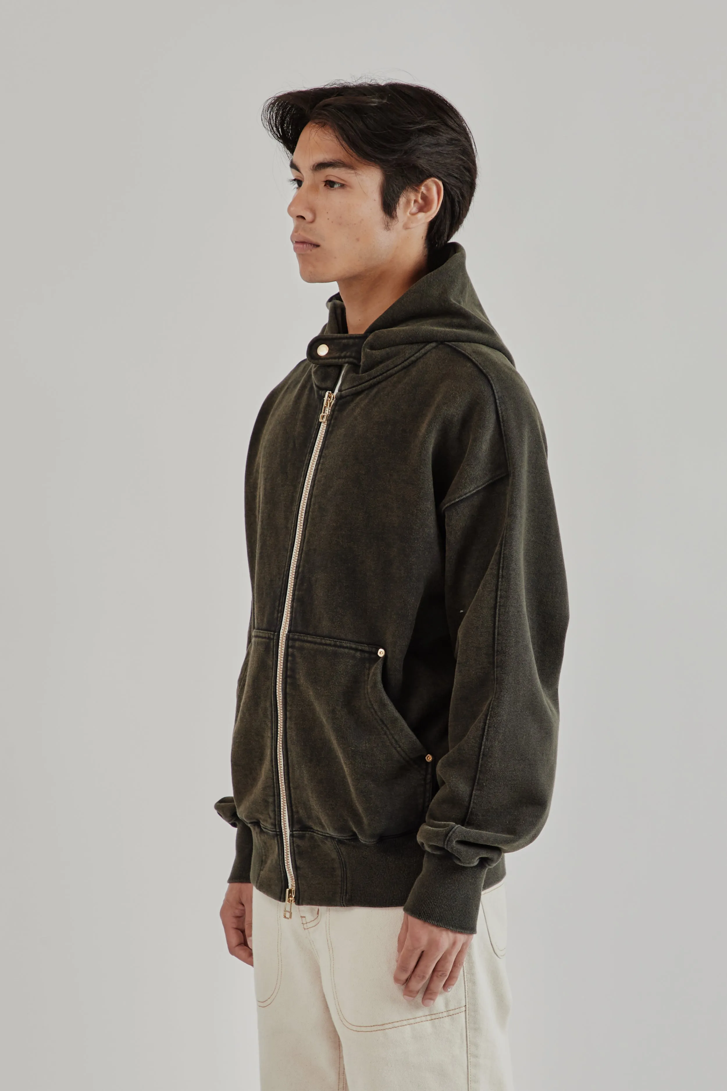 Vintage Dyeing Hood Zip Up Parka - Black/Brown sold by Wallace Mercantile product image thumbnail 3