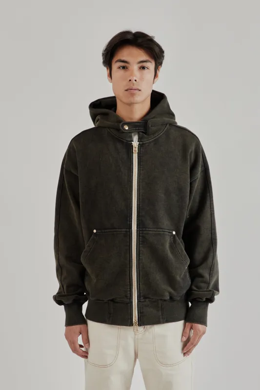 Vintage Dyeing Hood Zip Up Parka - Black/Brown sold by Wallace Mercantile