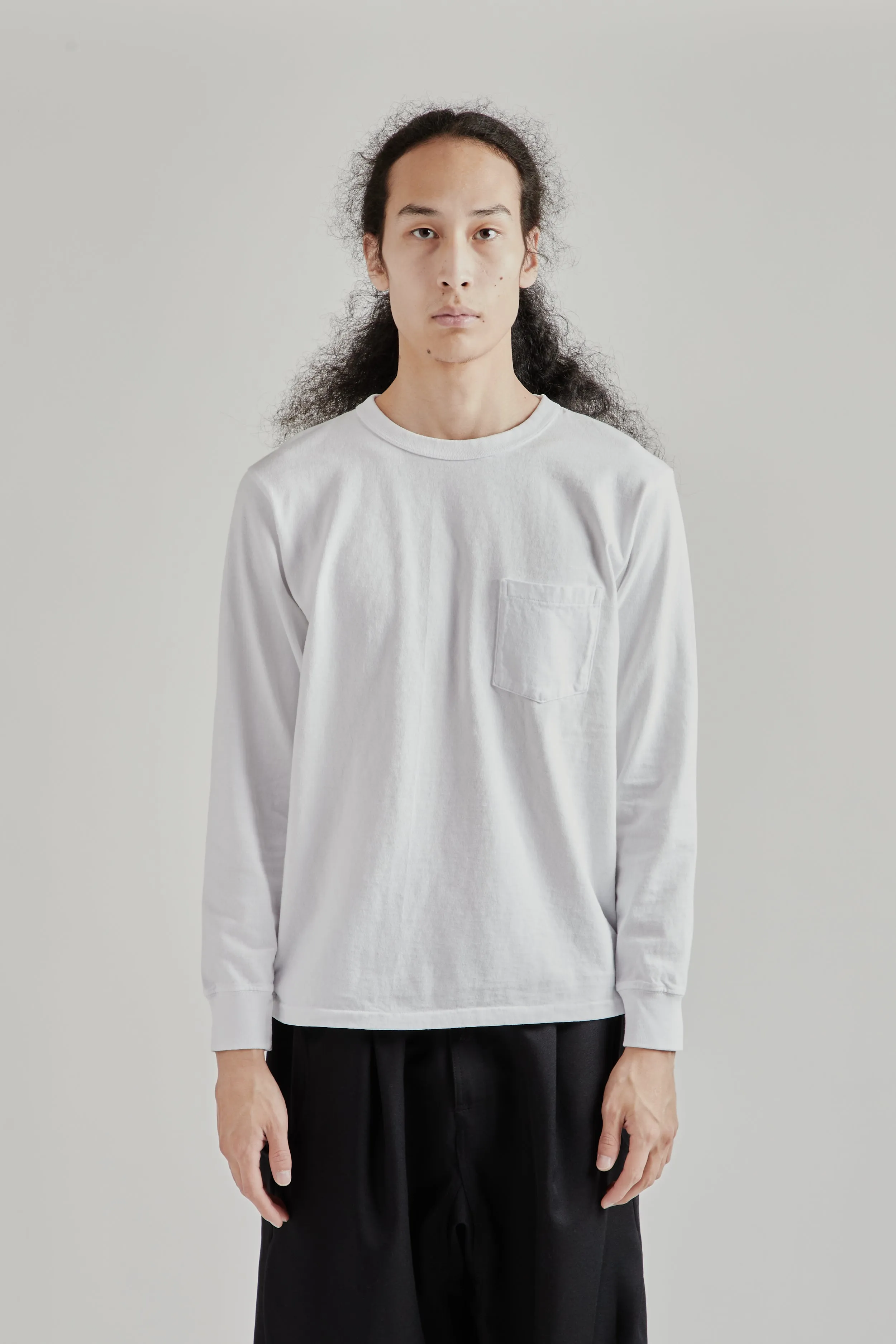 Pigment Long Sleeve Pocket Tee - White sold by Wallace Mercantile