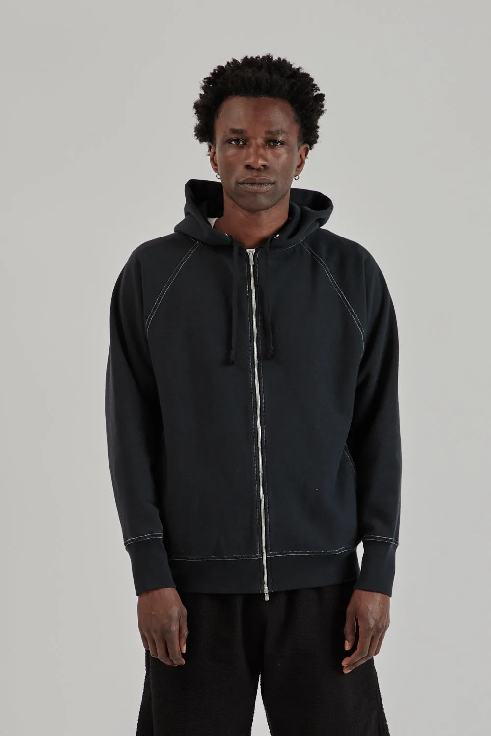 Jumberca Urake Zipup Hoodie - Black/White Stich sold by Wallace Mercantile