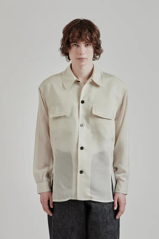 Sheer Flap Pocket Shirt - White Stripe sold by Wallace Mercantile