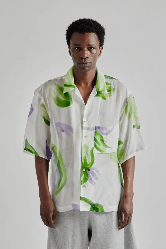 Aloha Shirt - Green and Purple Floral sold by Wallace Mercantile