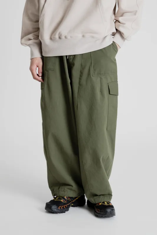 Twill Cargo Balloon Pants - Olive sold by Wallace Mercantile